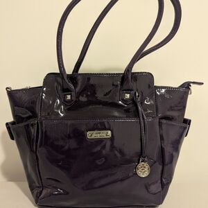 Grace Adele Plum Patent Leather Structured Tote Bag